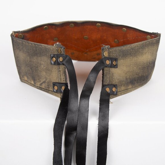 SOLD  ROYAL PEASANTRY HANDMADE LEATHER AND CANVAS MAD MAX WASTELAND WRAP BELT - Picture 6 of 11